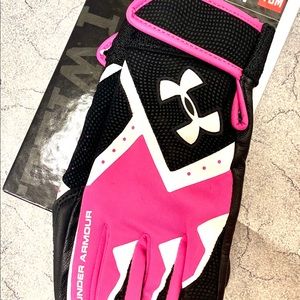 Under armor youth small pink batting gloves